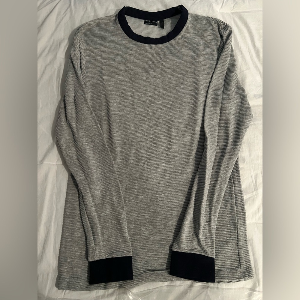 NWT: ASOS Black and Gray Striped Long-Sleeve Shirt